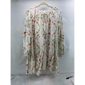 H&M women’ s L floral feminin oversized short/tunic dress